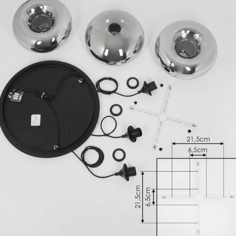 Suspension Verre Fumé-hofstein Suspension Avonlea Noir, 3 lumières