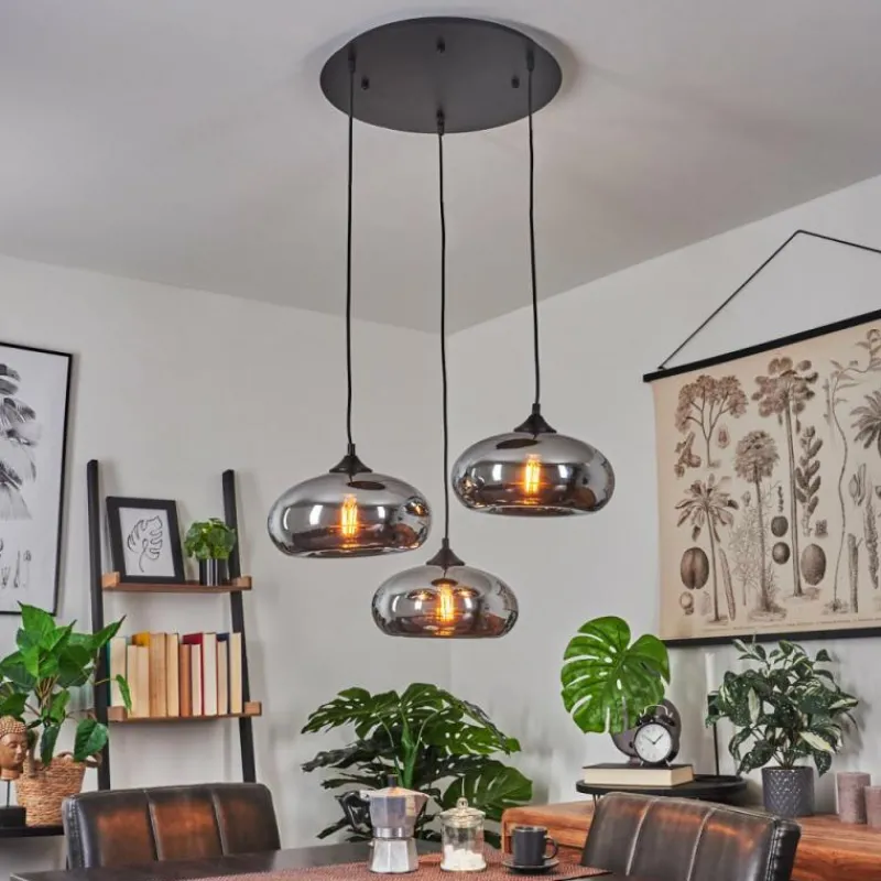 Suspension Verre Fumé-hofstein Suspension Avonlea Noir, 3 lumières