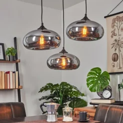 Suspension Verre Fumé-hofstein Suspension Avonlea Noir, 3 lumières