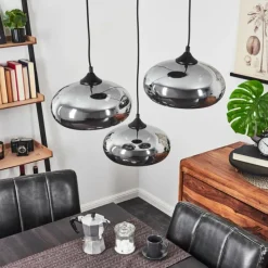 Suspension Verre Fumé-hofstein Suspension Avonlea Noir, 3 lumières