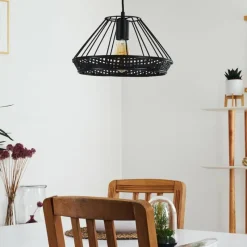 Style Boho-Chic-hofstein Suspension Awali Noir, 1 lumière