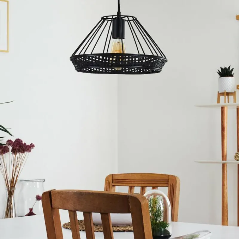 Style Boho-Chic-hofstein Suspension Awali Noir, 1 lumière