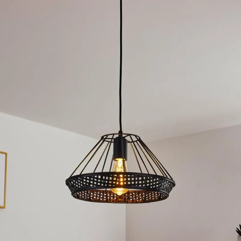 Style Boho-Chic-hofstein Suspension Awali Noir, 1 lumière
