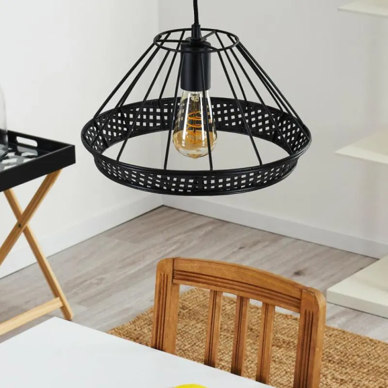 Style Boho-Chic-hofstein Suspension Awali Noir, 1 lumière