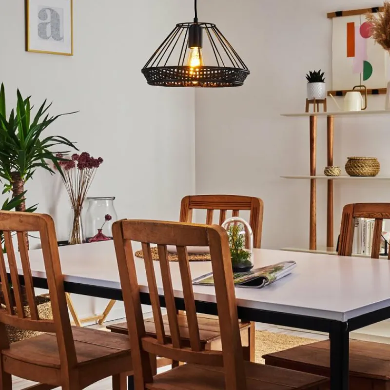 Style Boho-Chic-hofstein Suspension Awali Noir, 1 lumière