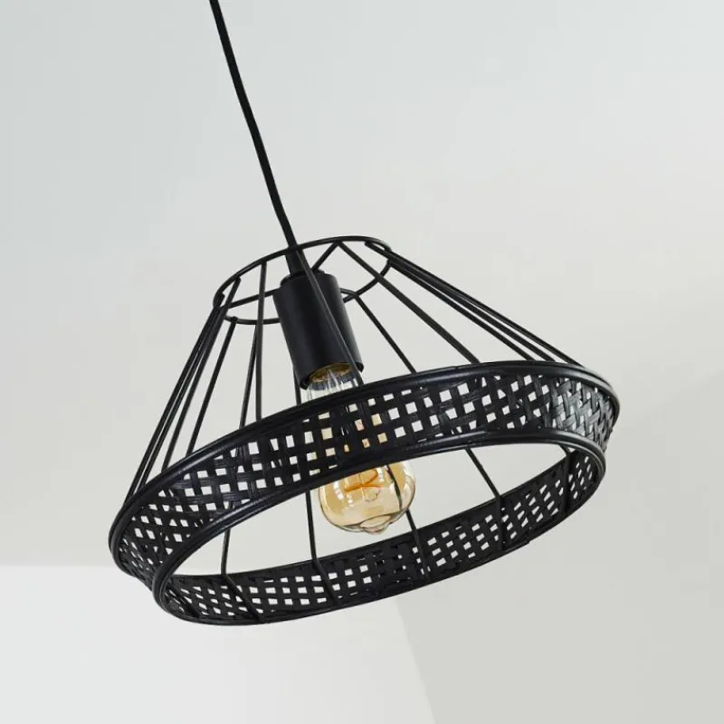 Style Boho-Chic-hofstein Suspension Awali Noir, 1 lumière