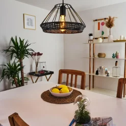 Style Boho-Chic-hofstein Suspension Awali Noir, 1 lumière