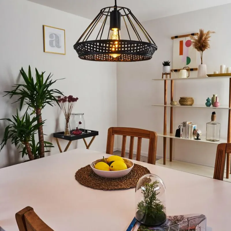 Style Boho-Chic-hofstein Suspension Awali Noir, 1 lumière