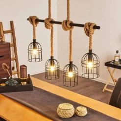 Style Boho-Chic-hofstein Suspension Ayocote Brun, Noir, 4 lumières