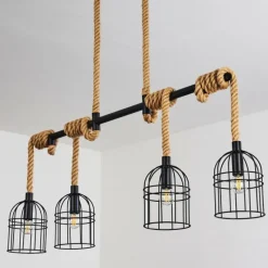 Style Boho-Chic-hofstein Suspension Ayocote Brun, Noir, 4 lumières