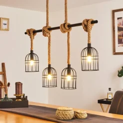 Style Boho-Chic-hofstein Suspension Ayocote Brun, Noir, 4 lumières