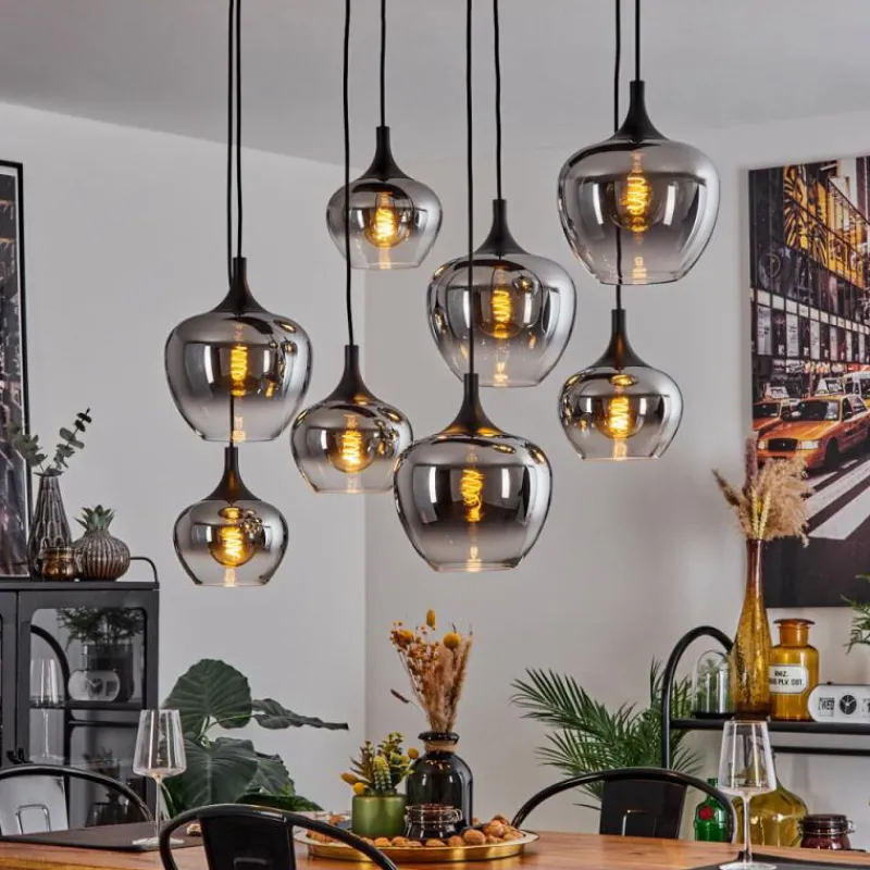 Suspension Verre Fumé-hofstein Suspension Azurara Noir, 8 lumières