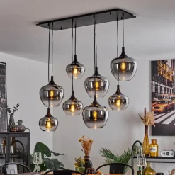 Suspension Verre Fumé-hofstein Suspension Azurara Noir, 8 lumières