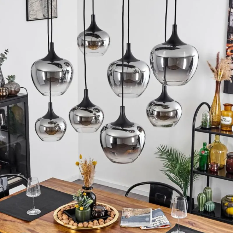 Suspension Verre Fumé-hofstein Suspension Azurara Noir, 8 lumières