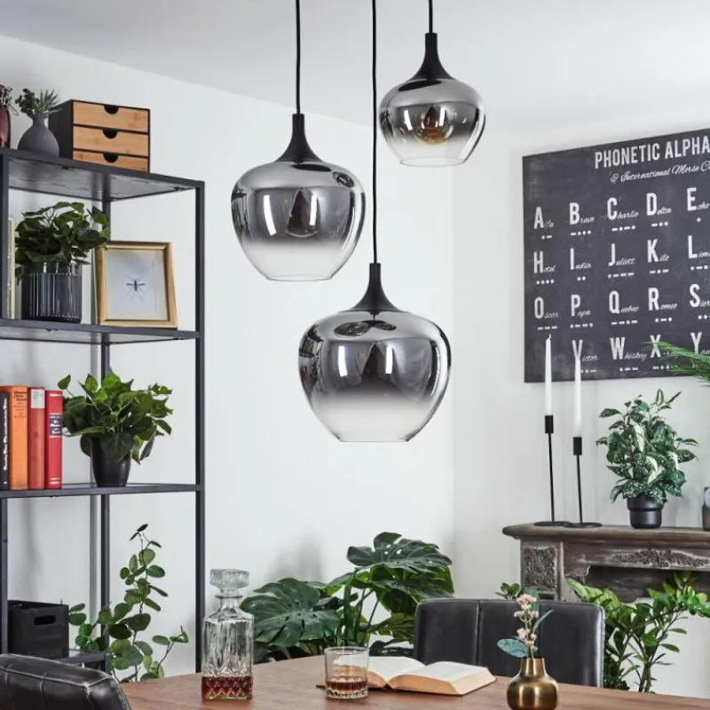 Suspension Verre Fumé-hofstein Suspension Azurara Noir, 3 lumières