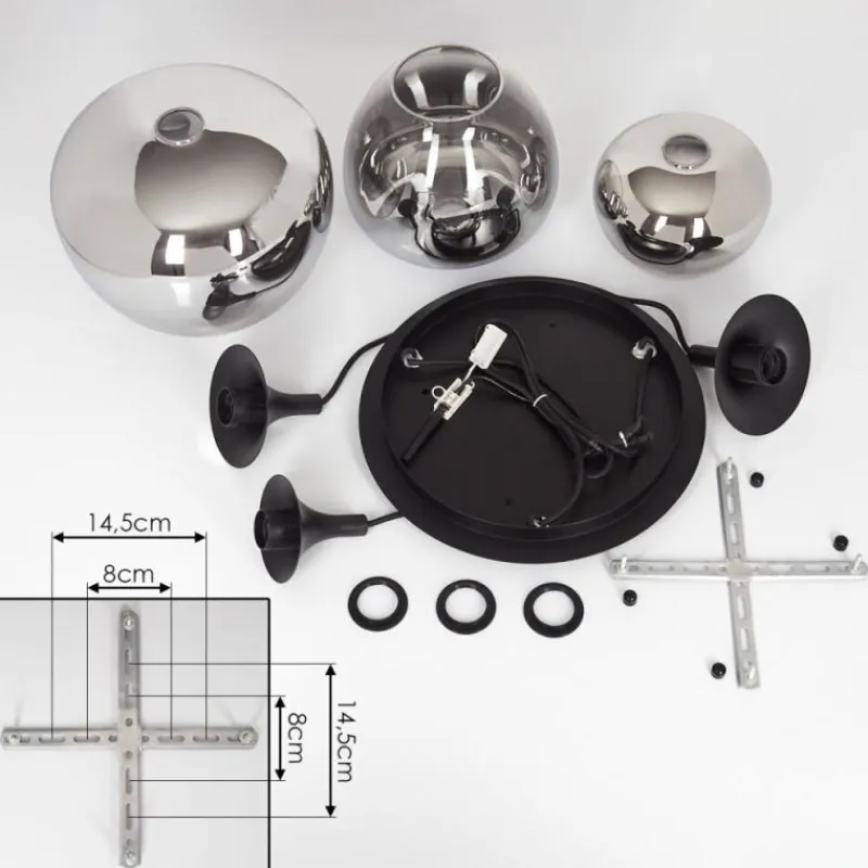 Suspension Verre Fumé-hofstein Suspension Azurara Noir, 3 lumières