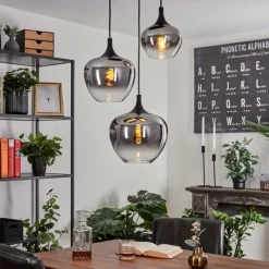 Suspension Verre Fumé-hofstein Suspension Azurara Noir, 3 lumières