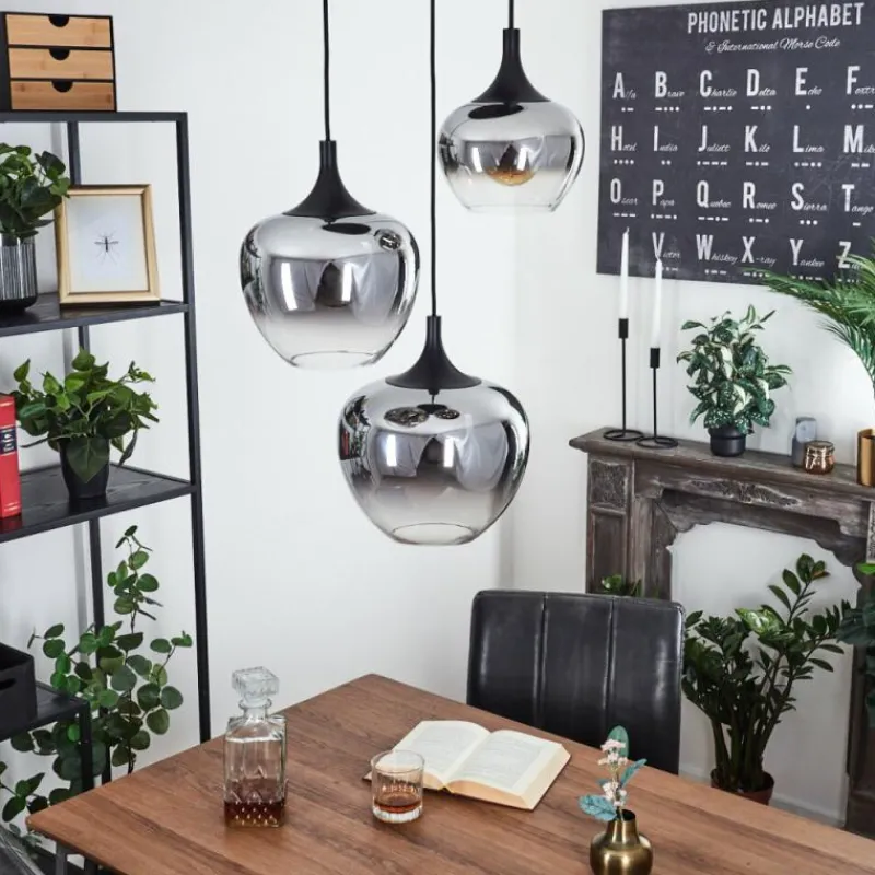 Suspension Verre Fumé-hofstein Suspension Azurara Noir, 3 lumières