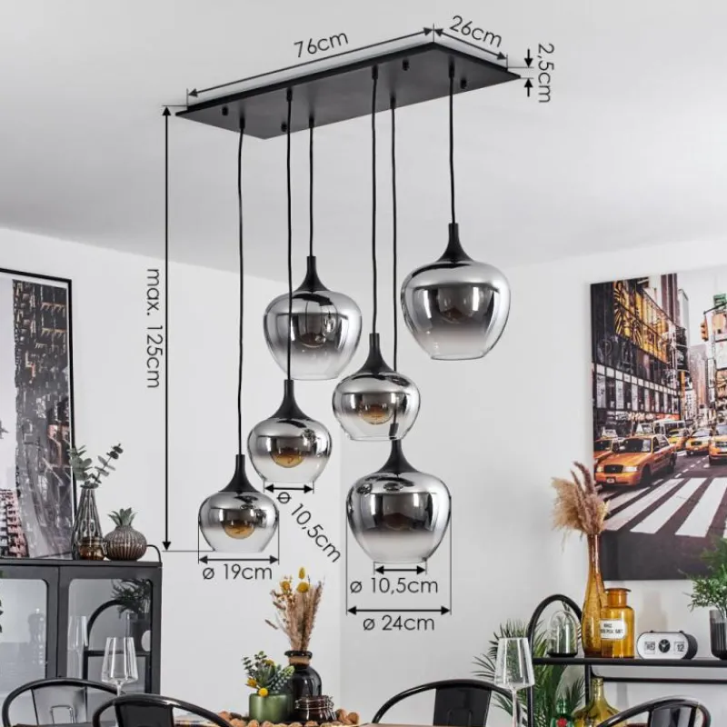 Suspension Verre Fumé-hofstein Suspension Azurara Noir, 6 lumières