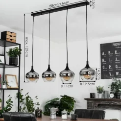 Suspension Verre Fumé-hofstein Suspension Azurara Noir, 4 lumières