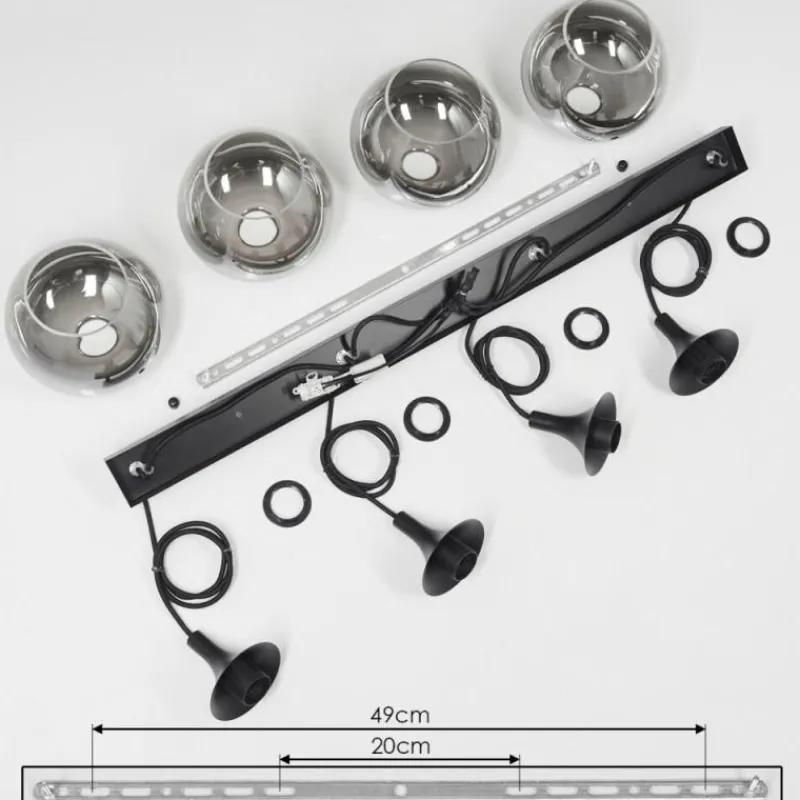 Suspension Verre Fumé-hofstein Suspension Azurara Noir, 4 lumières