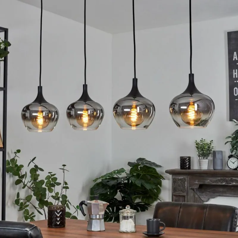 Suspension Verre Fumé-hofstein Suspension Azurara Noir, 4 lumières