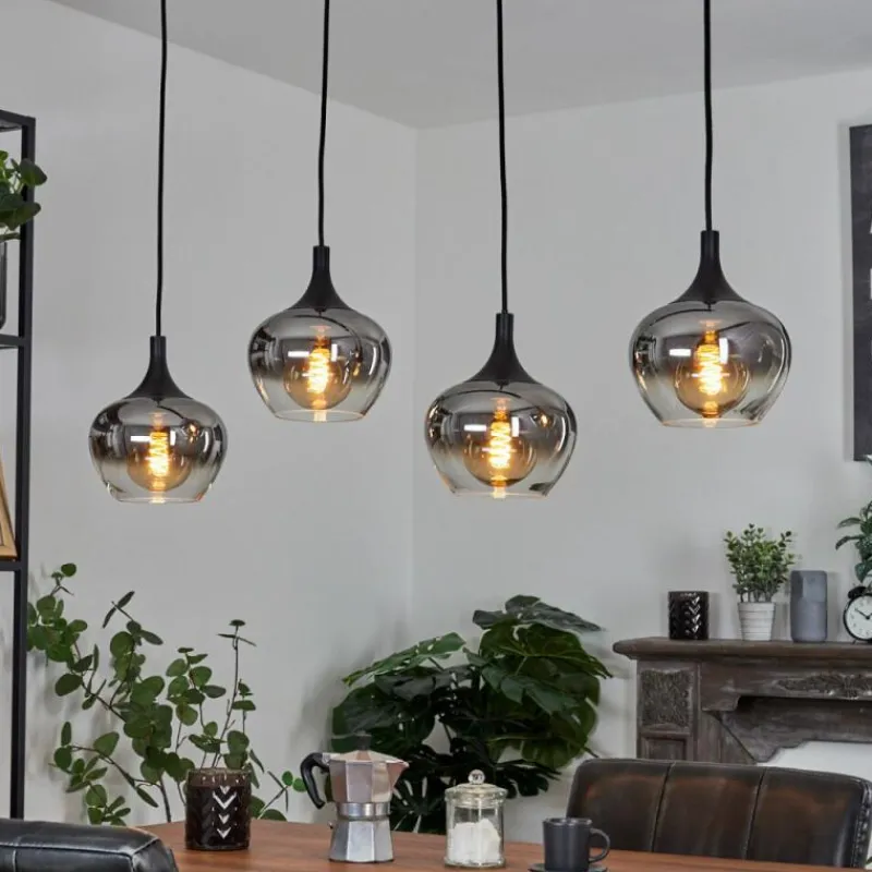 Suspension Verre Fumé-hofstein Suspension Azurara Noir, 4 lumières