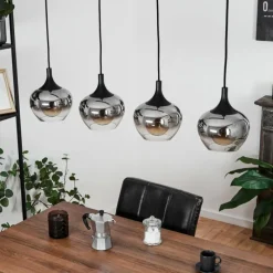 Suspension Verre Fumé-hofstein Suspension Azurara Noir, 4 lumières