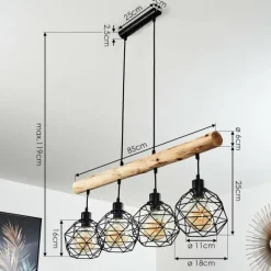 Lampes Vintages & Rétros-hofstein Suspension Bacabal Bois clair, Noir, 4 lumières