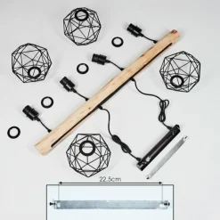 Lampes Vintages & Rétros-hofstein Suspension Bacabal Bois clair, Noir, 4 lumières