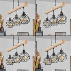 Lampes Vintages & Rétros-hofstein Suspension Bacabal Bois clair, Noir, 3 lumières