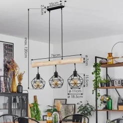 Lampes Vintages & Rétros-hofstein Suspension Bacabal Bois clair, Noir, 3 lumières