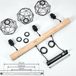 Lampes Vintages & Rétros-hofstein Suspension Bacabal Bois clair, Noir, 3 lumières