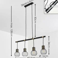Lampes Dorées-hofstein Suspension Bacau Noir doré, 4 lumières