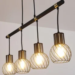 Lampes Dorées-hofstein Suspension Bacau Noir doré, 4 lumières