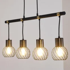 Lampes Dorées-hofstein Suspension Bacau Noir doré, 4 lumières