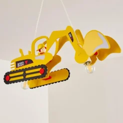 Lampes En Bois-hofstein Suspension Bagger Jaune, 2 lumières
