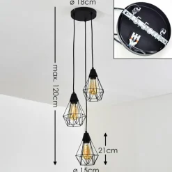 hofstein Suspension Baguio Noir, 3 lumières