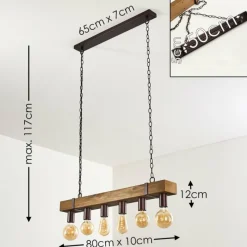 Lampes Industrielles-hofstein Suspension Balakovo Bois foncé, Rouille, 6 lumières