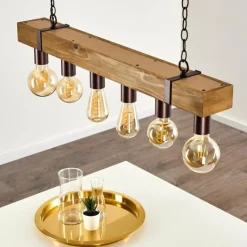 Lampes Industrielles-hofstein Suspension Balakovo Bois foncé, Rouille, 6 lumières