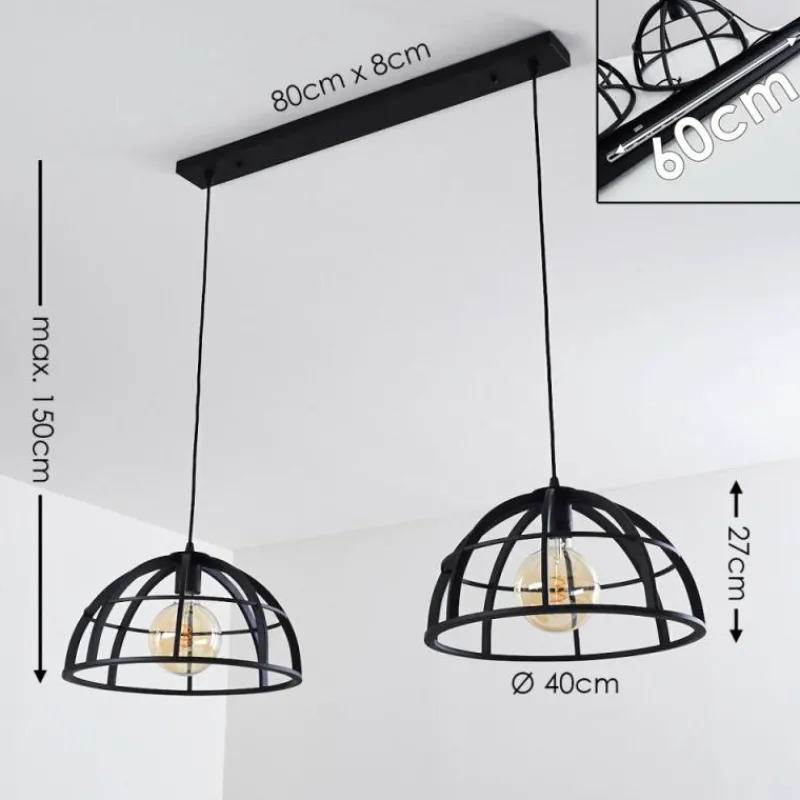 hofstein Suspension Ballarat Noir, 2 lumières