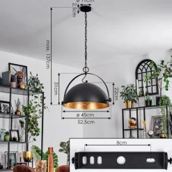 Lampes Dorées-hofstein Suspension Baloutas Noir, 1 lumière