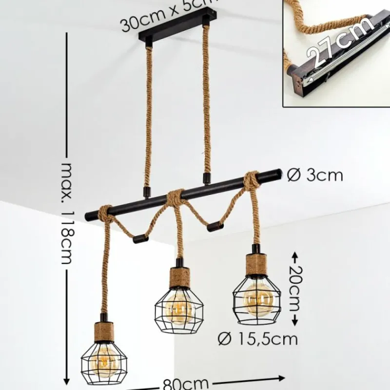 Lampes Industrielles-hofstein Suspension Bangui Brun, Noir, 3 lumières