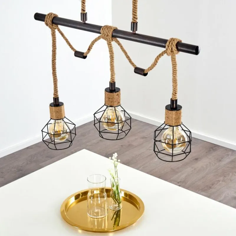 Lampes Industrielles-hofstein Suspension Bangui Brun, Noir, 3 lumières