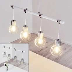 Luminaires Scandinaves-hofstein Suspension Barakaldo Chrome, Blanc, 4 lumières