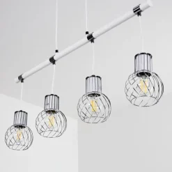 Luminaires Scandinaves-hofstein Suspension Barakaldo Chrome, Blanc, 4 lumières