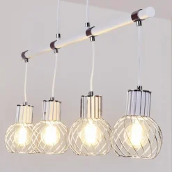 Luminaires Scandinaves-hofstein Suspension Barakaldo Chrome, Blanc, 4 lumières