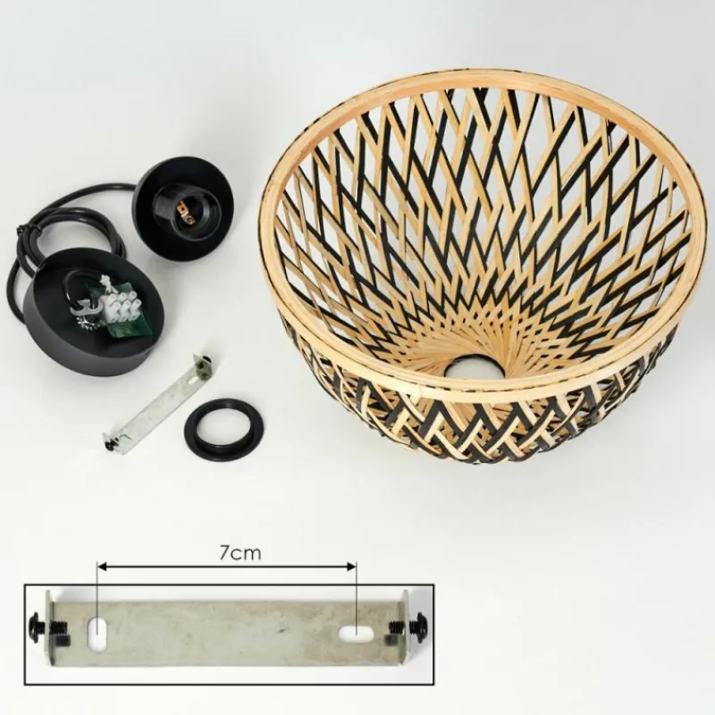 Luminaires Scandinaves-hofstein Suspension Barayn Écru, Noir, 1 lumière