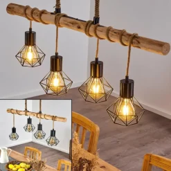 Style Boho-Chic-hofstein Suspension Bardhaman Brun, Noir, 4 lumières