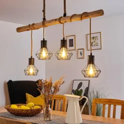 Style Boho-Chic-hofstein Suspension Bardhaman Brun, Noir, 4 lumières